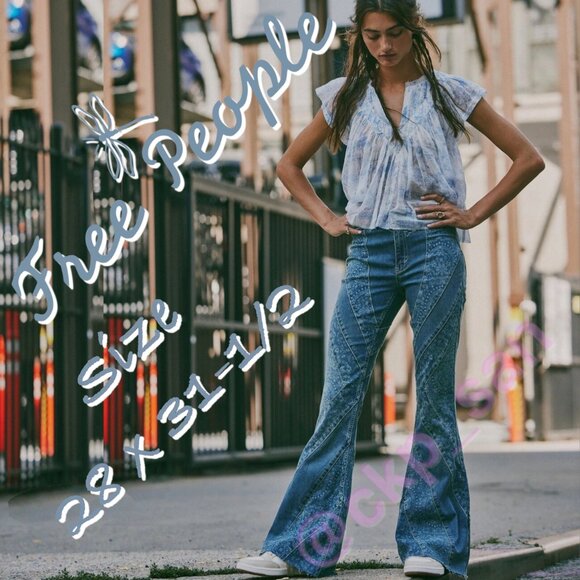 Free People Mermaid Mid-Rise Flare Jeans Sz 28